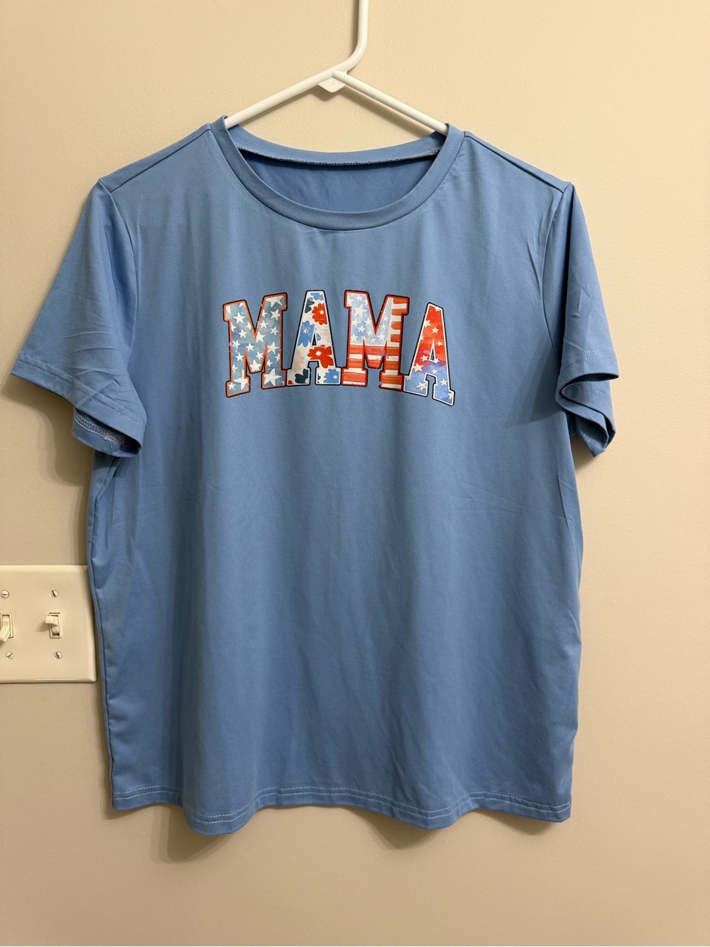 SHEIN Blue 'MAMA' Short Sleeve Tee
